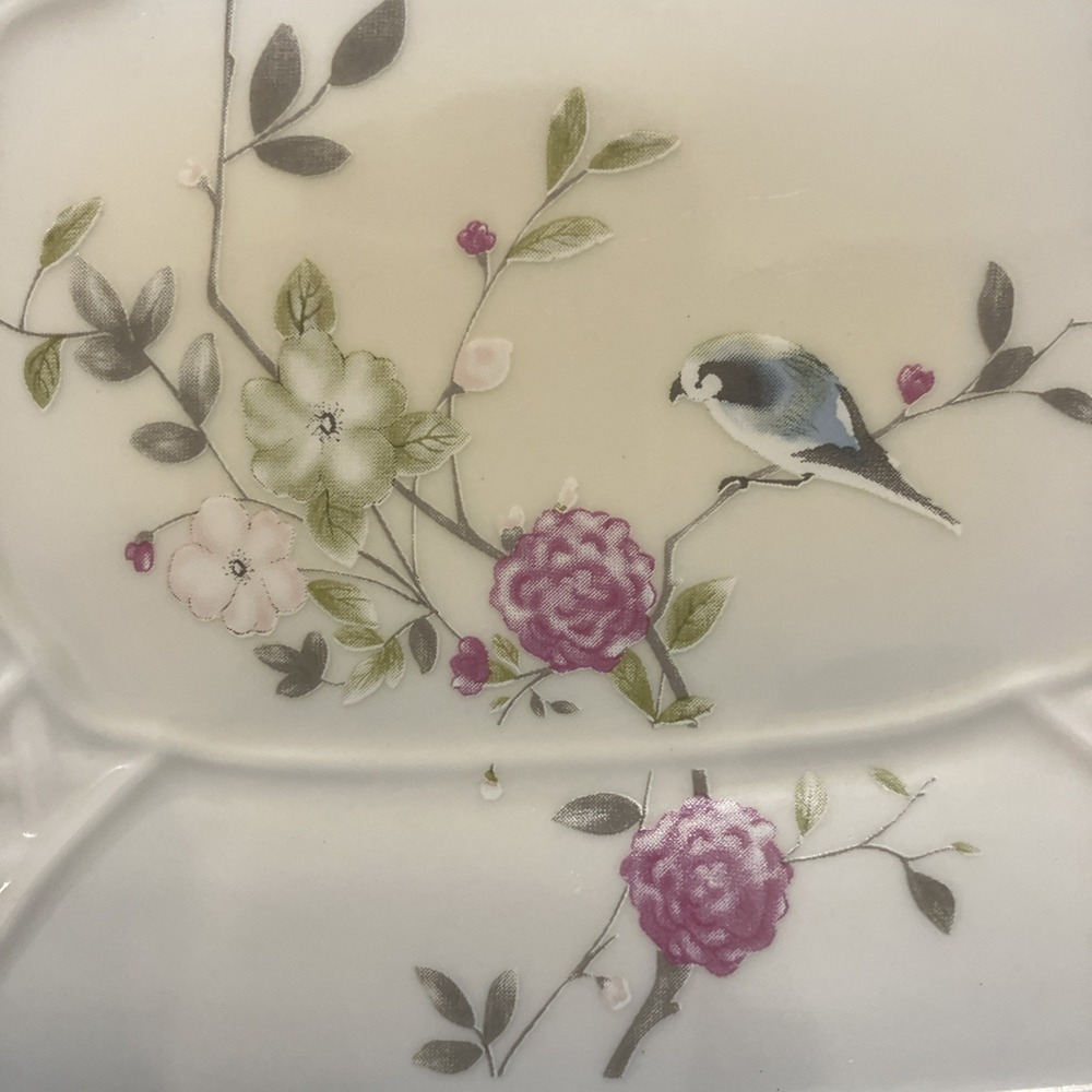 VTG Croscill Blue Wren Floral Lattice Bathroom 3 Pc Ceramic Vanity Rare Pattern - Picture 3 of 16